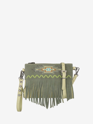 Montana West Aztec Embroidery Tassel Crossbody Wristlet - Montana West World