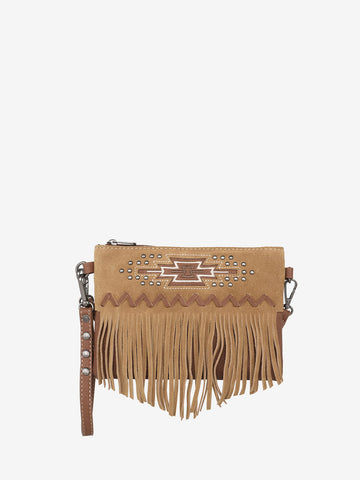 Montana West Aztec Embroidery Tassel Crossbody Wristlet - Montana West World