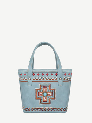 Montana West Embroidered Cross Concho Crossbody Mini Tote - Montana West World