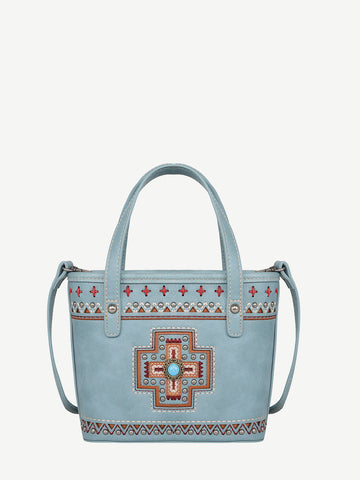 Montana West Embroidered Cross Concho Crossbody Mini Tote - Montana West World