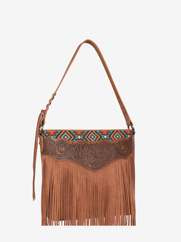 Montana West Vintage Floral Embroidered Aztec Fringe Hobo - Montana West World