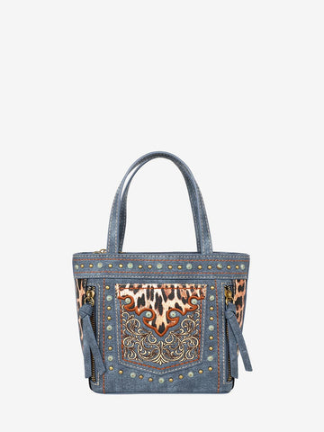 Montana West Embroidered Floral Leopard Crossbody Mini Tote - Montana West World