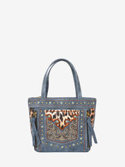 Montana West Embroidered Floral Leopard Crossbody Mini Tote - Montana West World