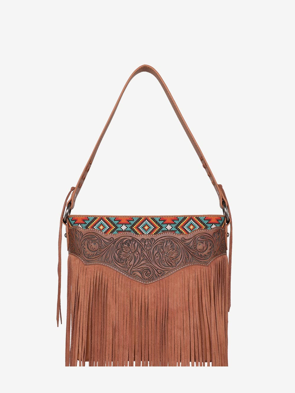 Montana West Vintage Floral Embroidered Aztec Fringe Hobo - Montana West World