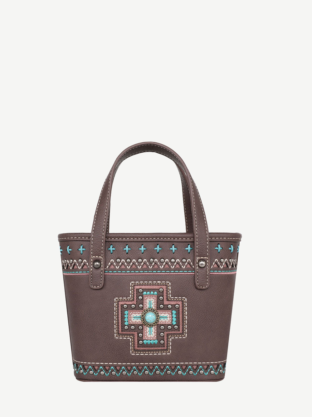 Montana West Embroidered Cross Concho Crossbody Mini Tote - Montana West World