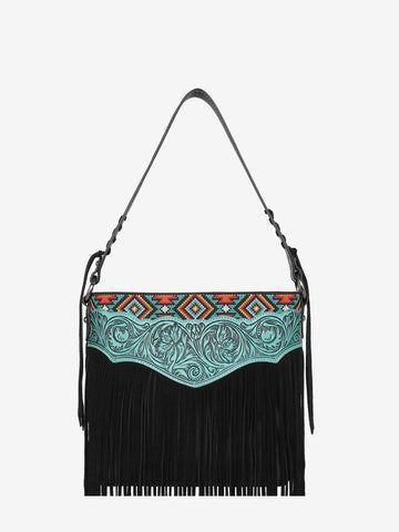 Montana West Vintage Floral Embroidered Aztec Fringe Hobo - Montana West World