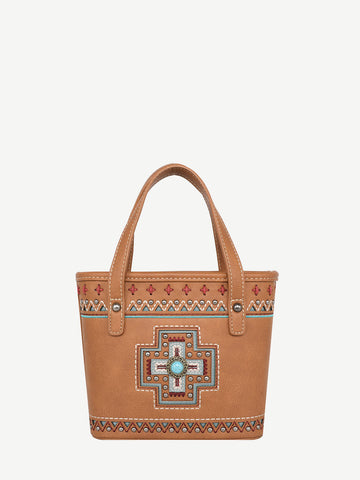 Montana West Embroidered Cross Concho Crossbody Mini Tote - Montana West World