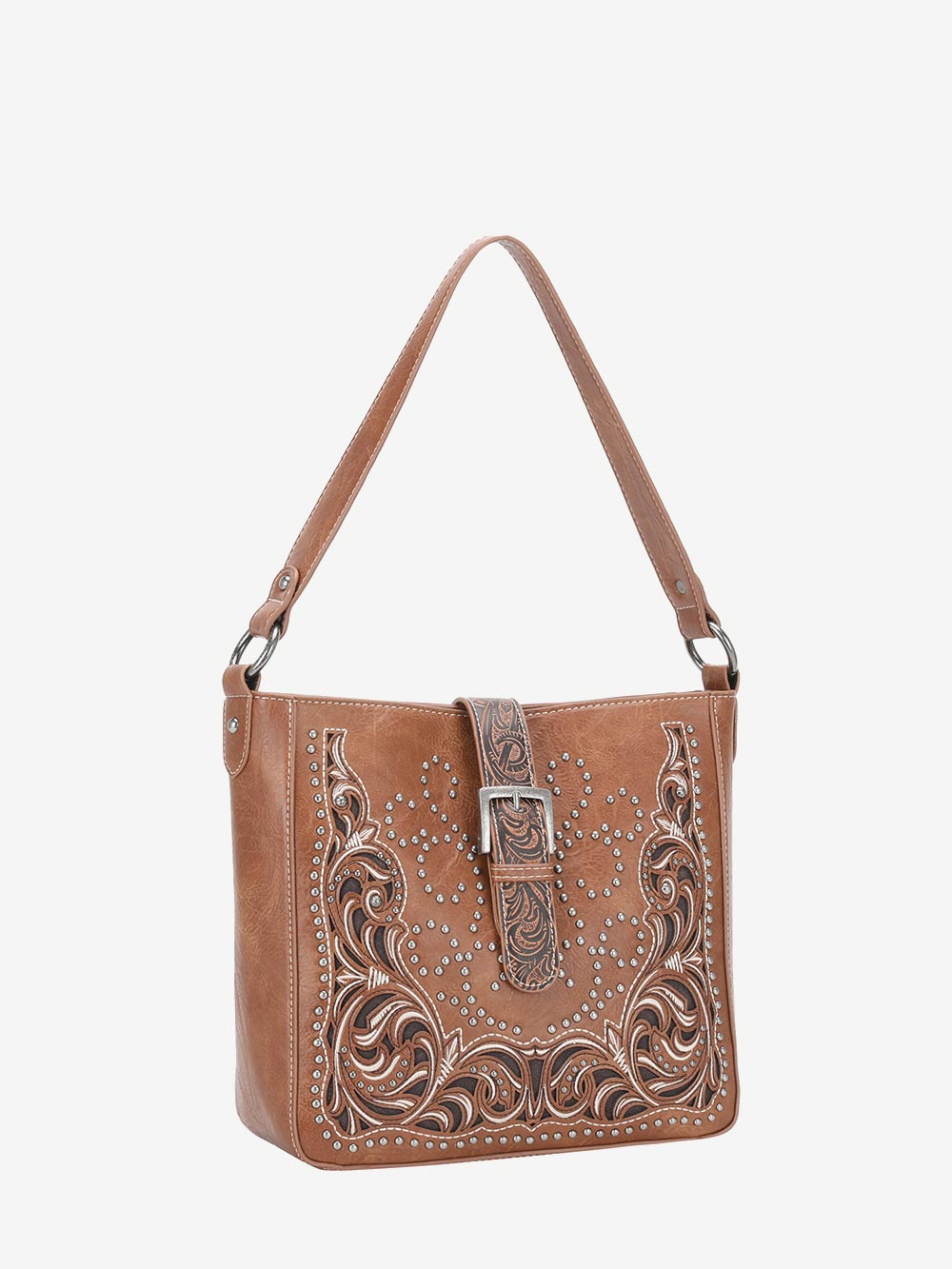 Montana West Embroidered Cut-Out Floral Buckle Concealed Carry Hobo - Montana West World