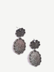 Montana West Silver Oval Floral Concho Dangling Earrings - Montana West World