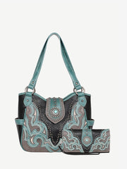 Montana West Laser Cut-out Buckle Concealed Carry Tote Set - Montana West World