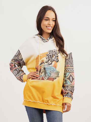 Delila Women Aztec Graphic Drawstring Hoodie - Montana West World