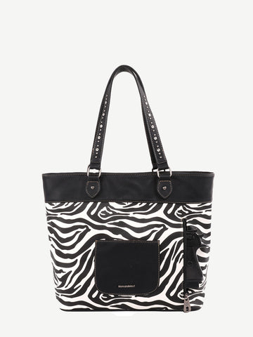 Montana West Animal Print Leather Tassel Concealed Carry Wide Tote - Montana West World