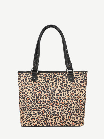 Montana West Leopard Print Canvas Tote Bag - Montana West World