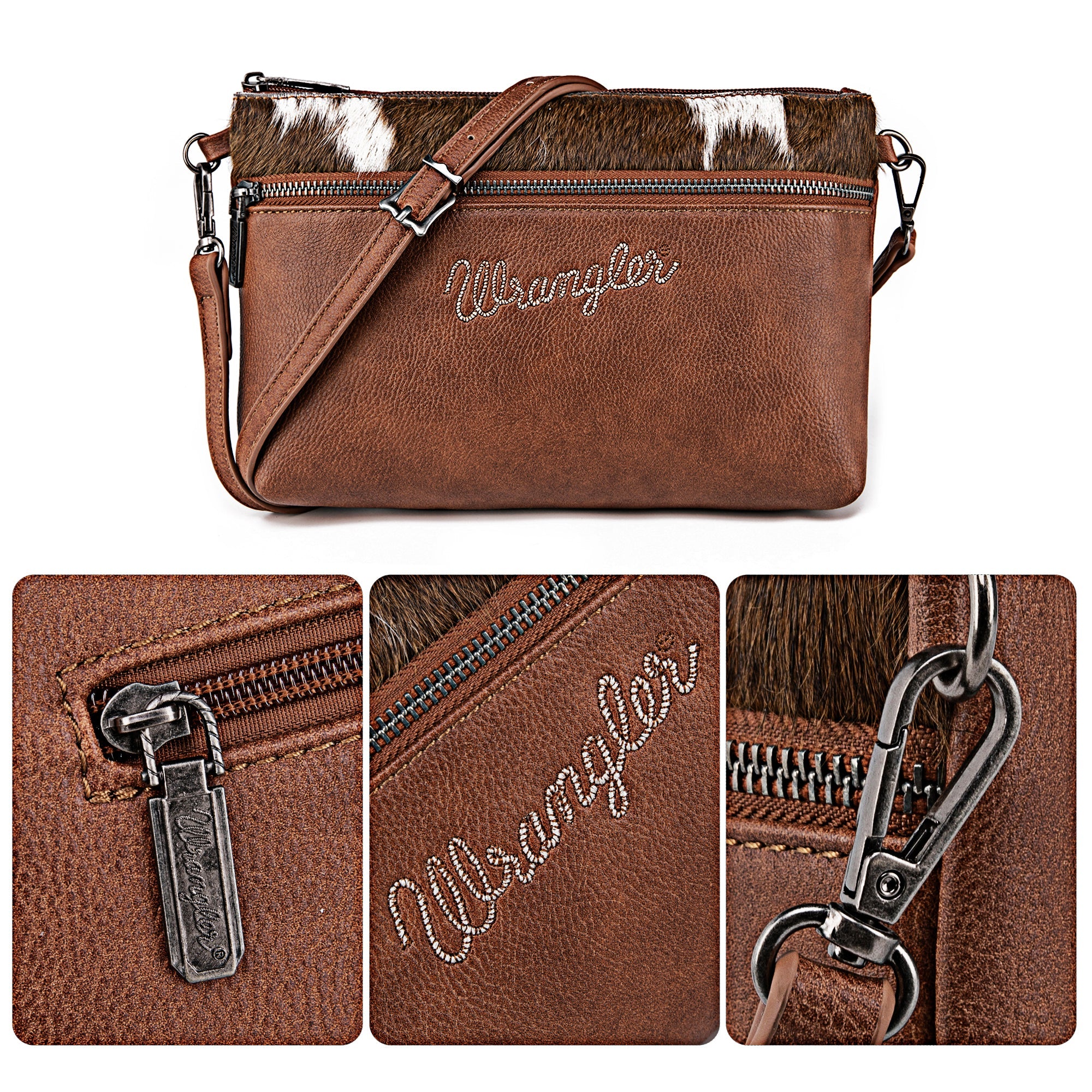 Wrangler Hair-On Cowhide Crossbody Clutch - Montana West World