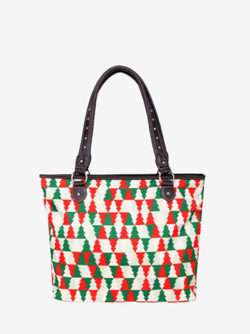 Montana West Christmas Tree Print Canvas Tote Bag - Montana West World