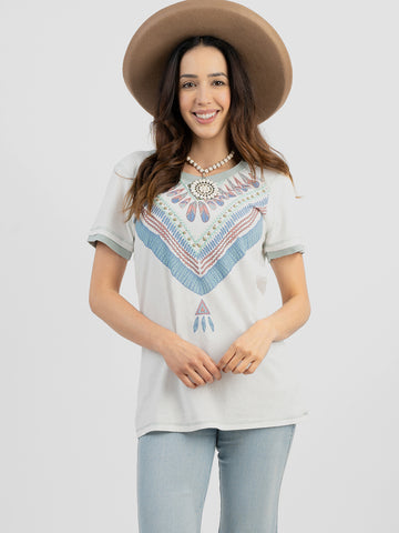 Delila Women's Mineral Wash Serape Graphic Short Sleeve Tee - Montana West World