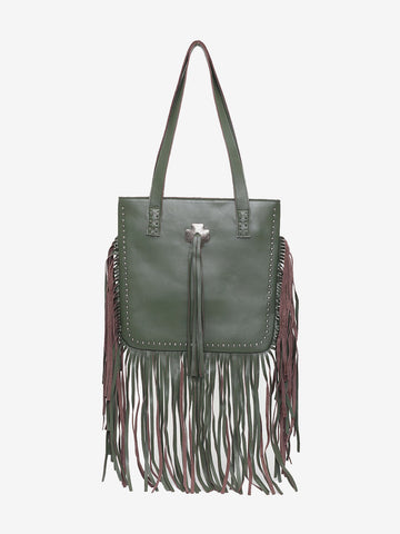 Montana West Concho Genuine Leather Fringe Tote Bag - Montana West World