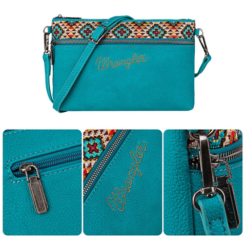 Wrangler Aztec Embroidered Crossbody Clutch - Montana West World