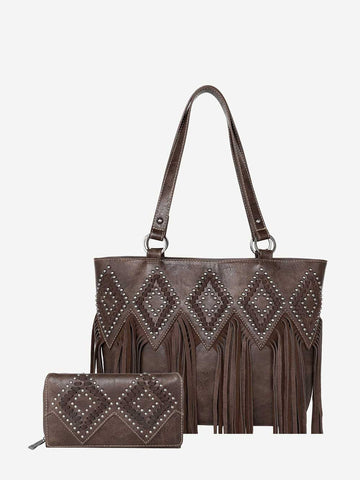 Trinity Ranch Genuine Leather Fringe Concealed Carry Tote - Montana West World