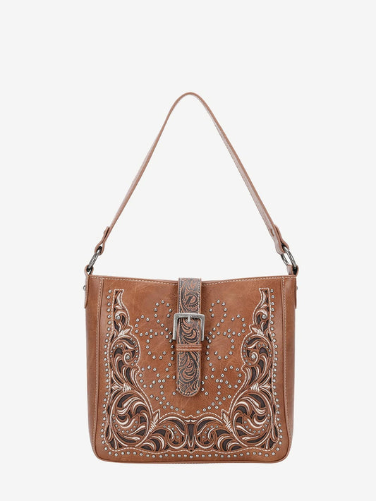 Montana West Embroidered Cut-Out Floral Buckle Concealed Carry Hobo - Montana West World