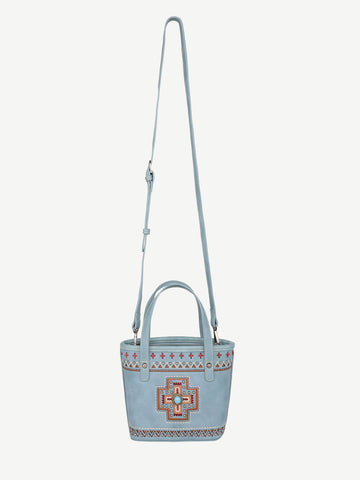 Montana West Embroidered Cross Concho Crossbody Mini Tote - Montana West World