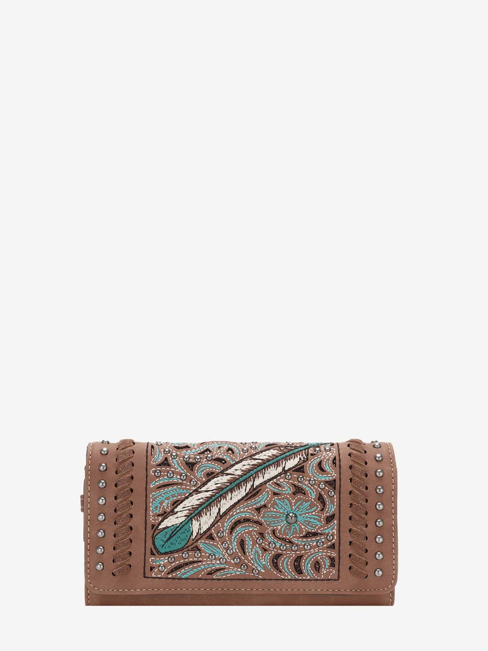 Montana West Cut-out Embroidered Feather Wallet - Montana West World