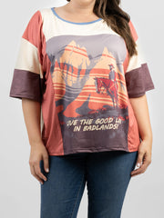American Bling Women Live The Good Life In Badlands Graphic Short Sleeve Tee - Montana West World
