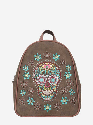 Montana West Embroidered Sugar Skull Collection Backpack - Montana West World