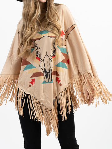 Montana West Steer Skull Collection Poncho - Montana West World