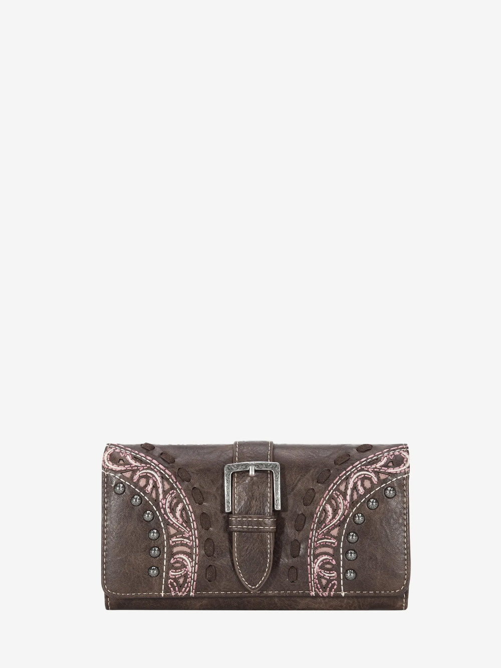 Montana West Embroidered Cut-out Boot Scroll Buckle Wallet - Montana West World