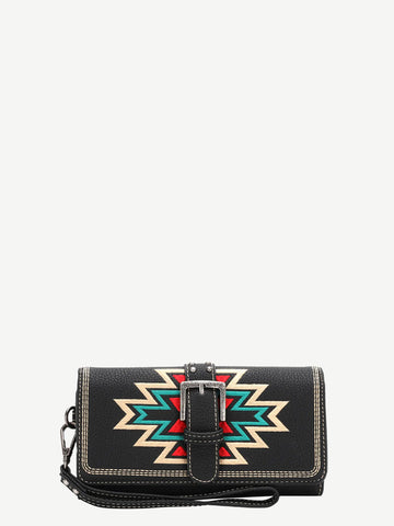 Montana West Embroidered Aztec Buckle Wallet - Montana West World