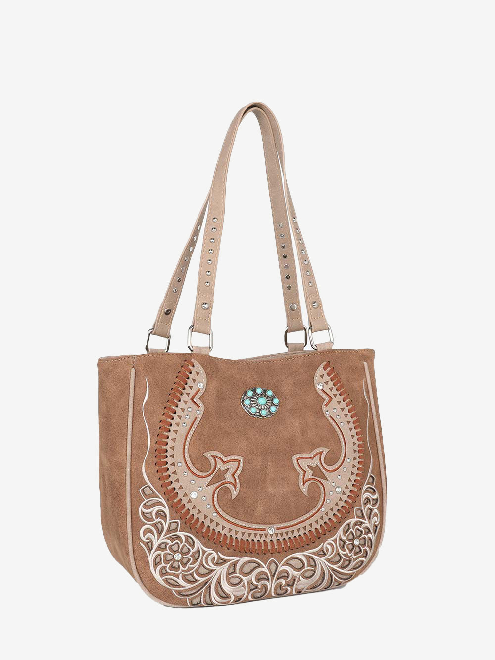 Montana West Cut-out Turquoise Stone Concho Tote Bag - Montana West World