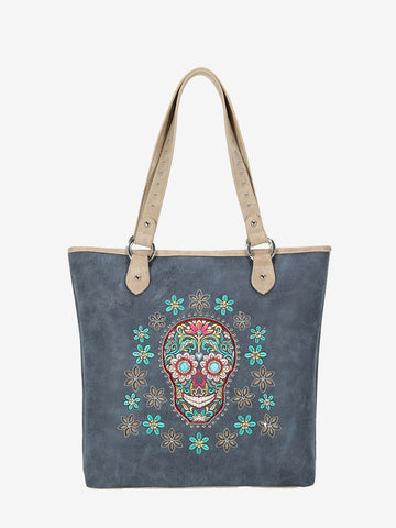 Montana West Embroidered Sugar Skull Concealed Carry Tote - Montana West World