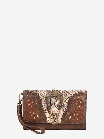 Montana West Cut-out Western Floral Buckle Crossbody Wallet - Montana West World