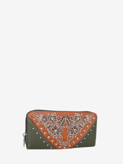 American Bling Green Embroidered Floral Tote and Wallet Set - Montana West World