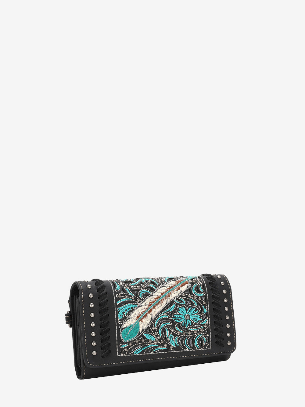 Montana West Cut-out Embroidered Feather Wallet - Montana West World