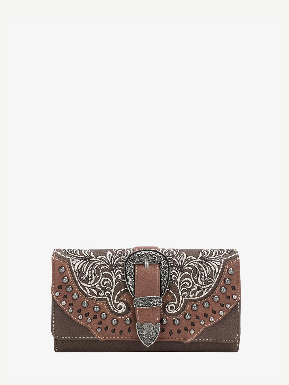 Montana West Vintage Floral Embroidered Buckle Wallet - Montana West World