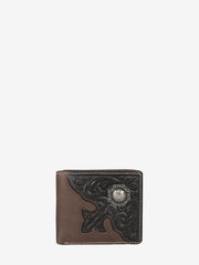 Montana West Genuine Leather Floral Tooled Men's Wallet - Montana West World