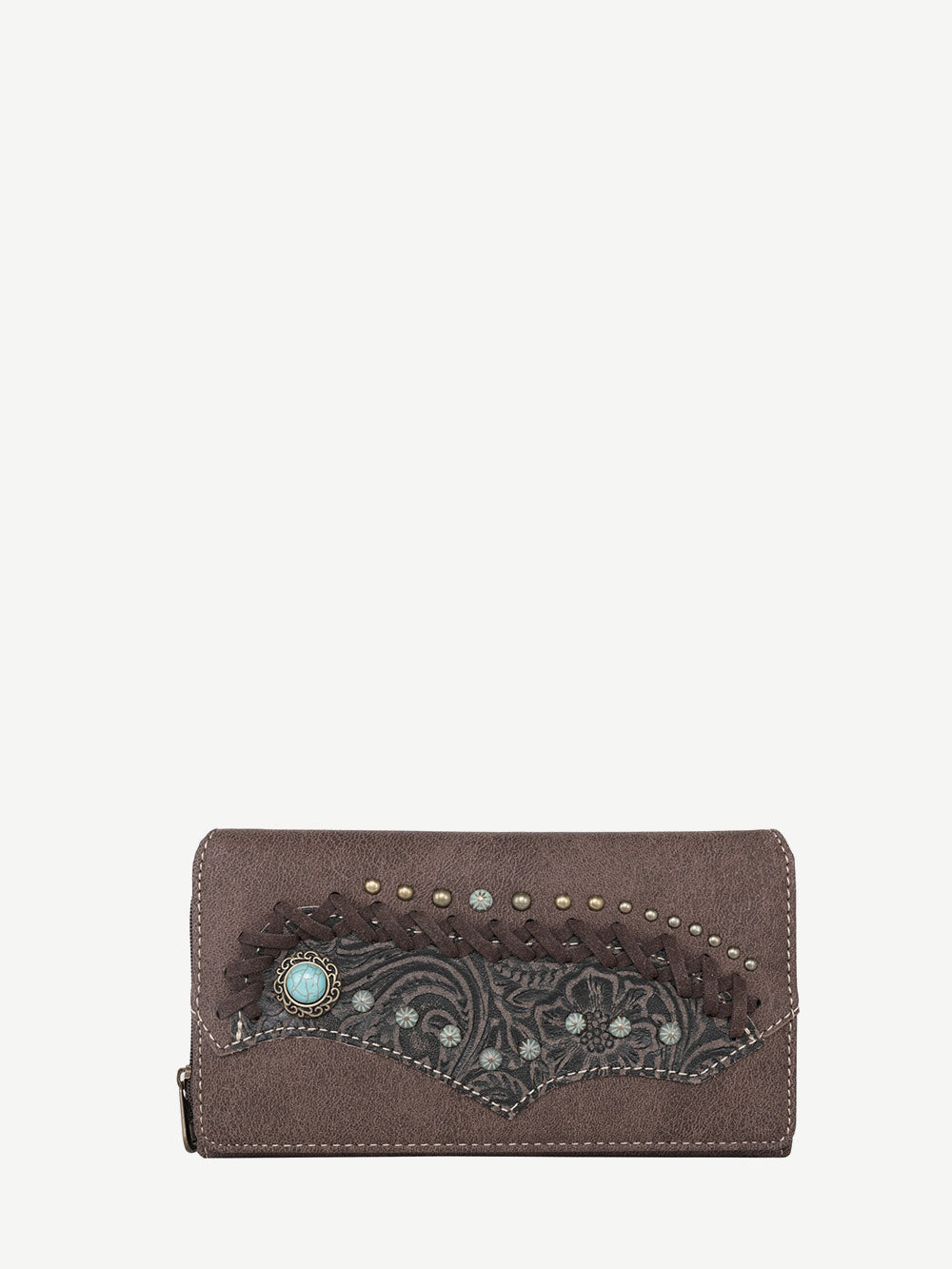Montana West Criss-cross Stitch Embossed Floral Wallet - Montana West World
