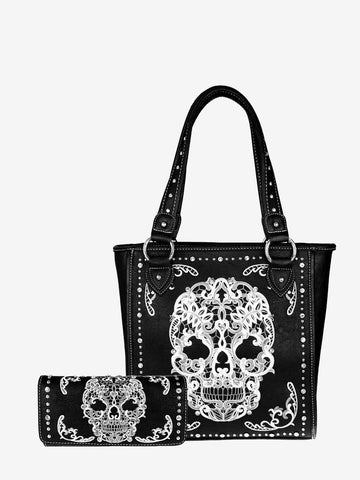 Montana West Sugar Skull Concealed Carry Tote Set - Montana West World