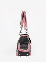American Bling Black Embroidered Floral Satchel and Wallet Set - Montana West World