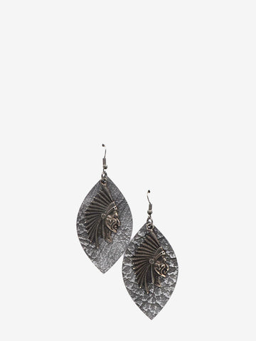 Montana West Leaf Shape Indian Head Earrings - Montana West World