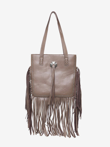 Montana West Concho Genuine Leather Fringe Tote Bag - Montana West World