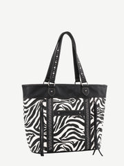 Montana West Animal Print Leather Tassel Concealed Carry Wide Tote - Montana West World