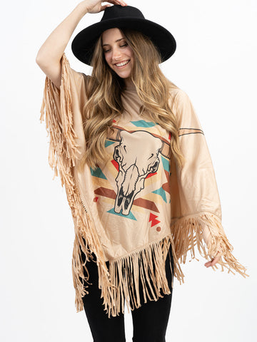 Montana West Steer Skull Collection Poncho - Montana West World