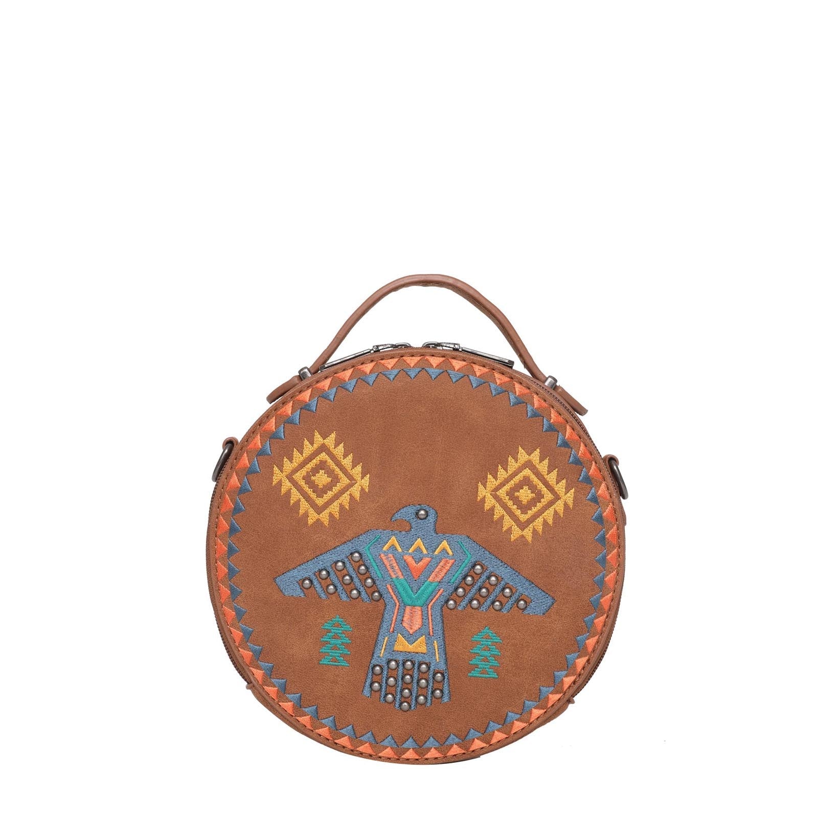Wrangler Embroidered Thunderbird Aztec Crossbody Circle Bag - Montana West World