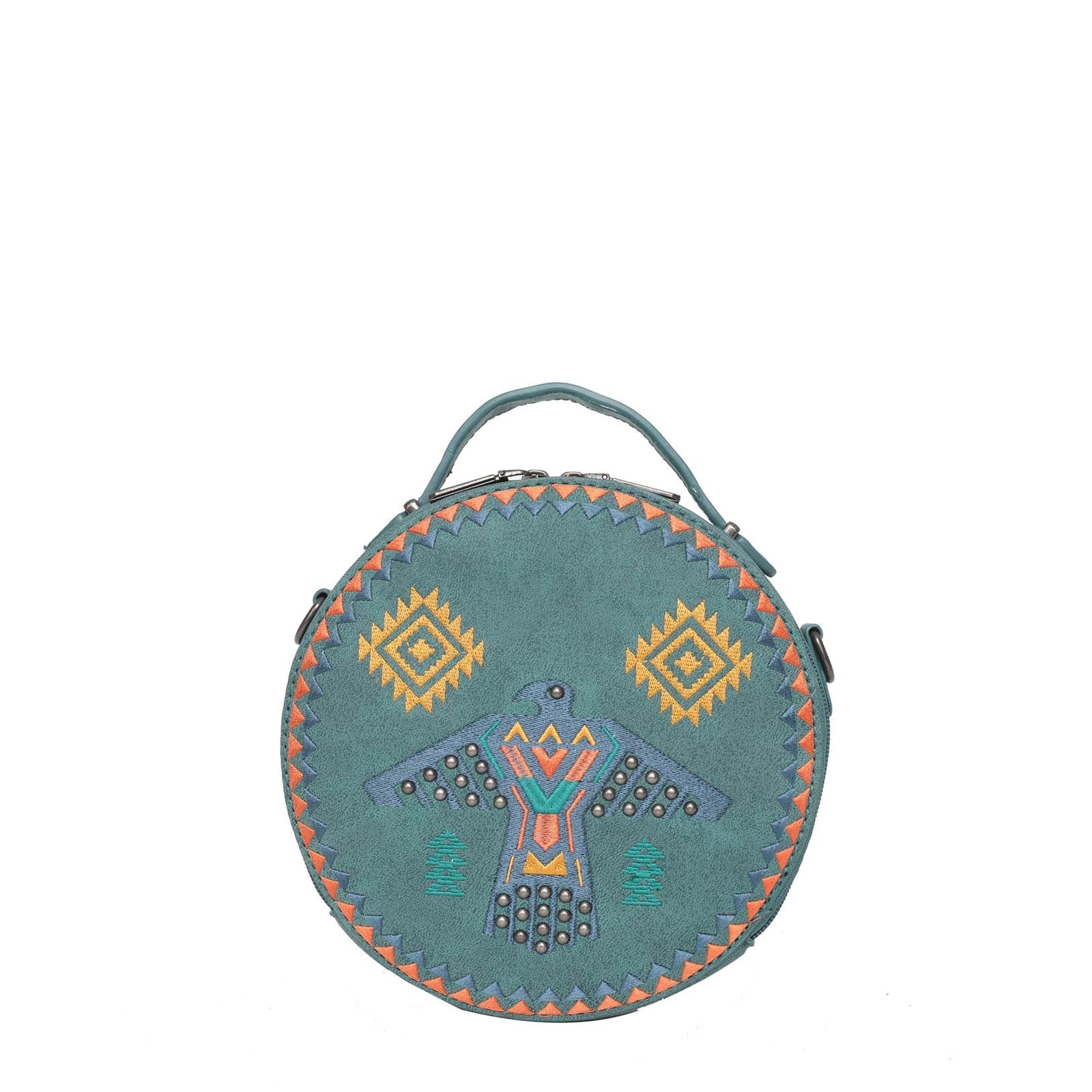 Wrangler Embroidered Thunderbird Aztec Crossbody Circle Bag - Montana West World