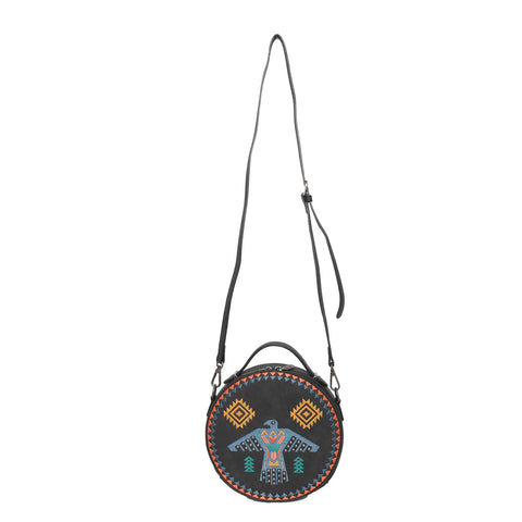 Wrangler Embroidered Thunderbird Aztec Crossbody Circle Bag - Montana West World