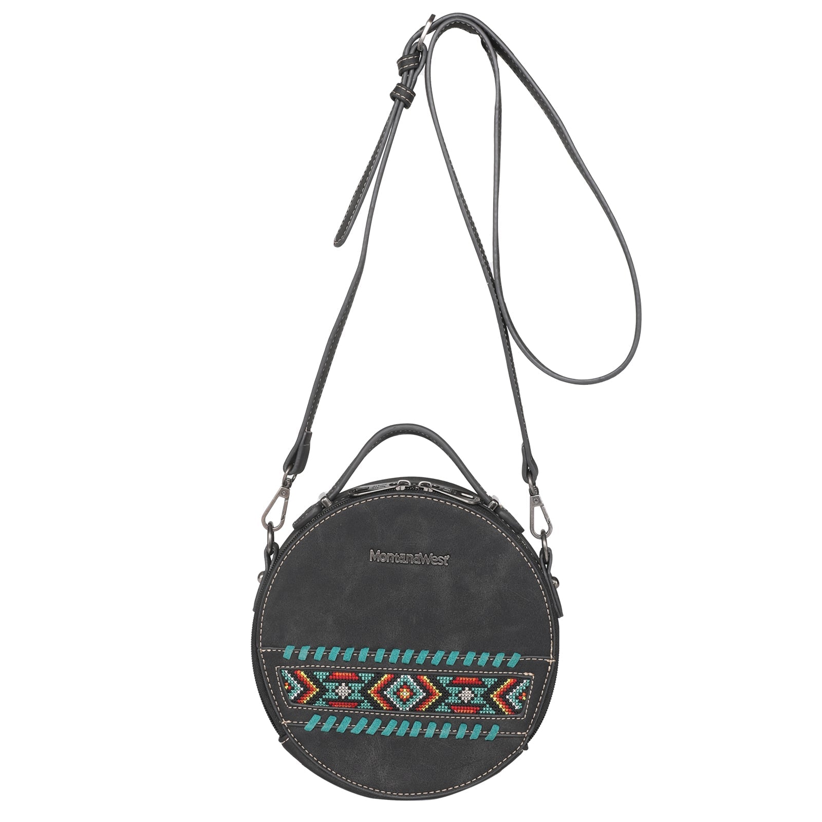 Montana West Embroidered Aztec Collection Crossbody Circle Bag - Montana West World