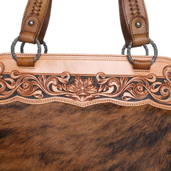 Montana West Floral Tooled Hair-on Western Fringe Tote Bag - Montana West World